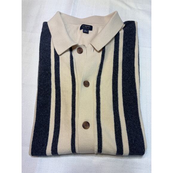 J Crew Factory Mens Striped Button Front Sweater Retro Look Size L - Picture 11 of 11